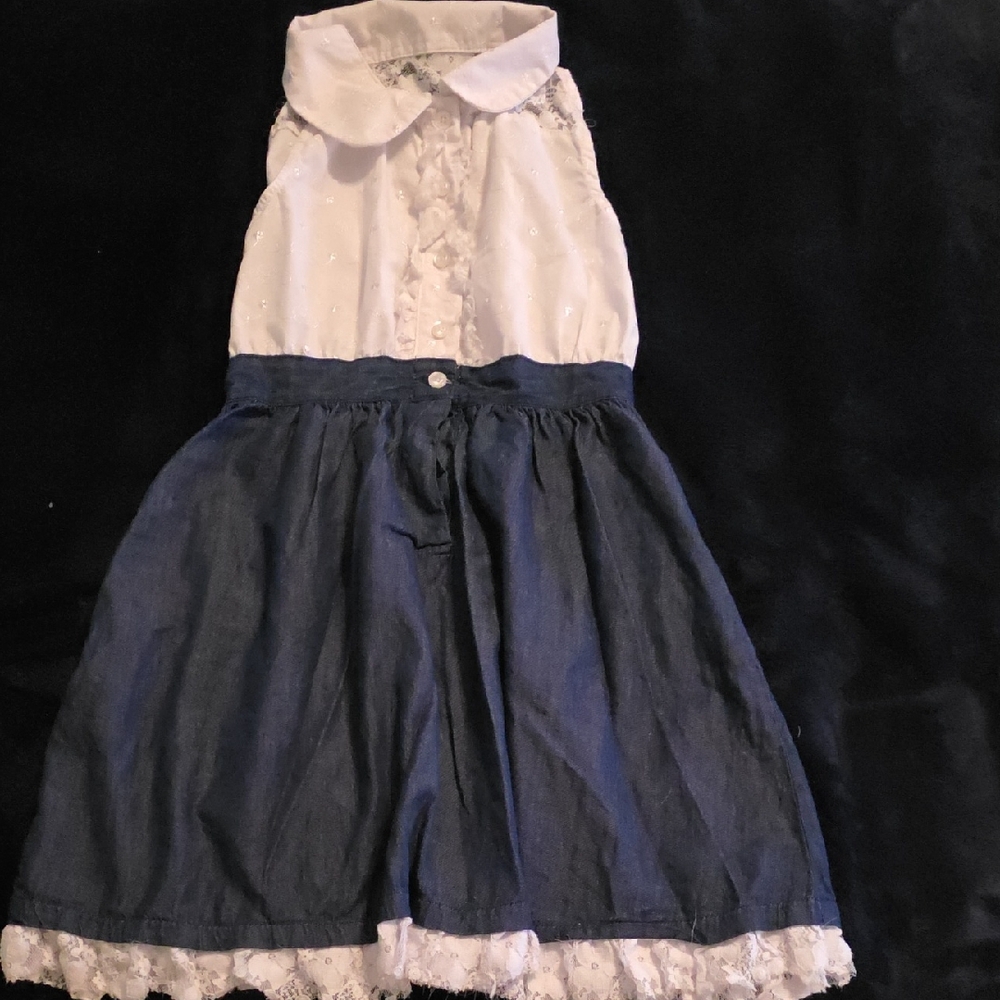 Stylish White and Blue Kids Casual Dress